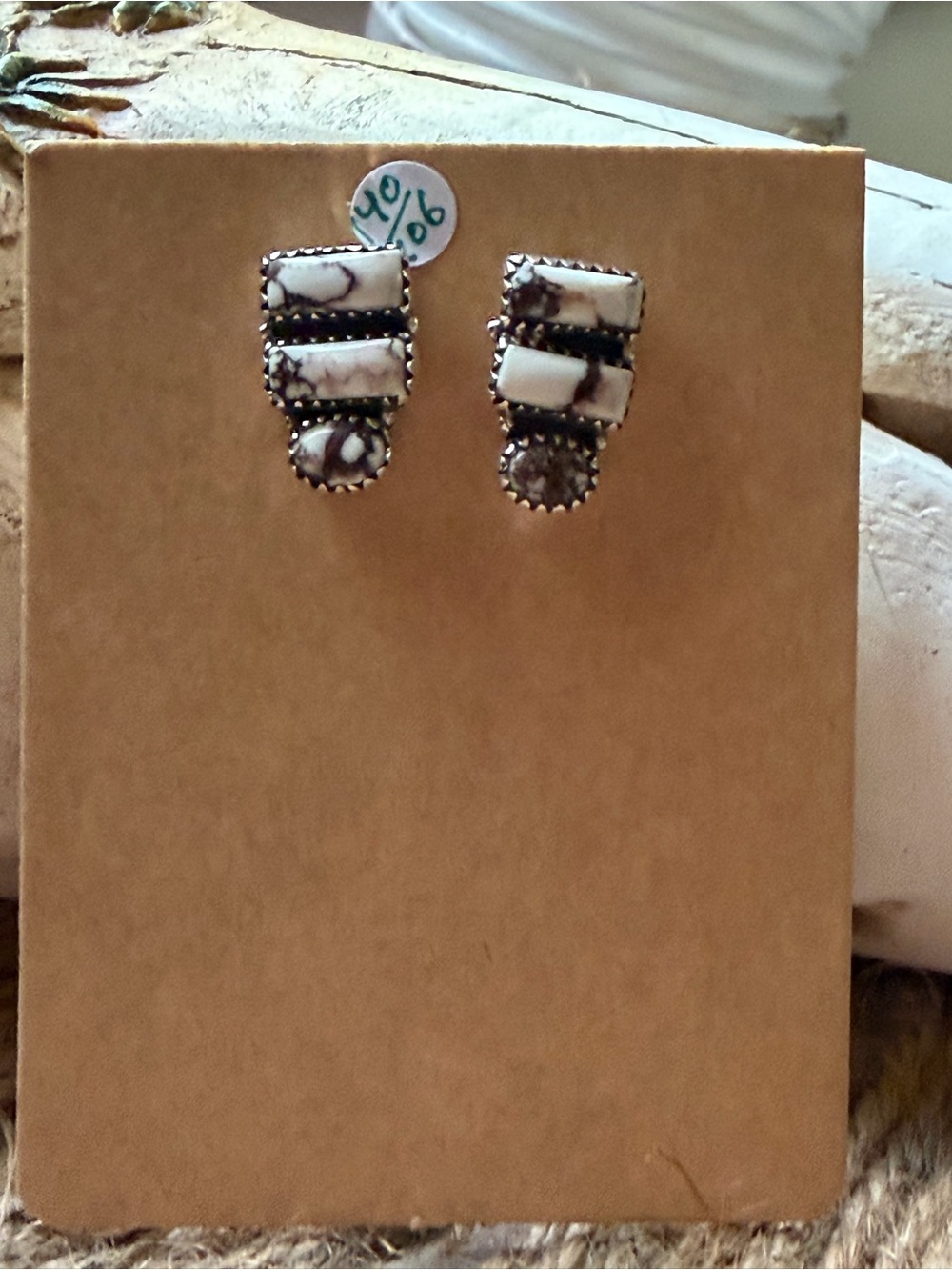 Wild Horse Jasper Inlay Sterling-Style Earrings